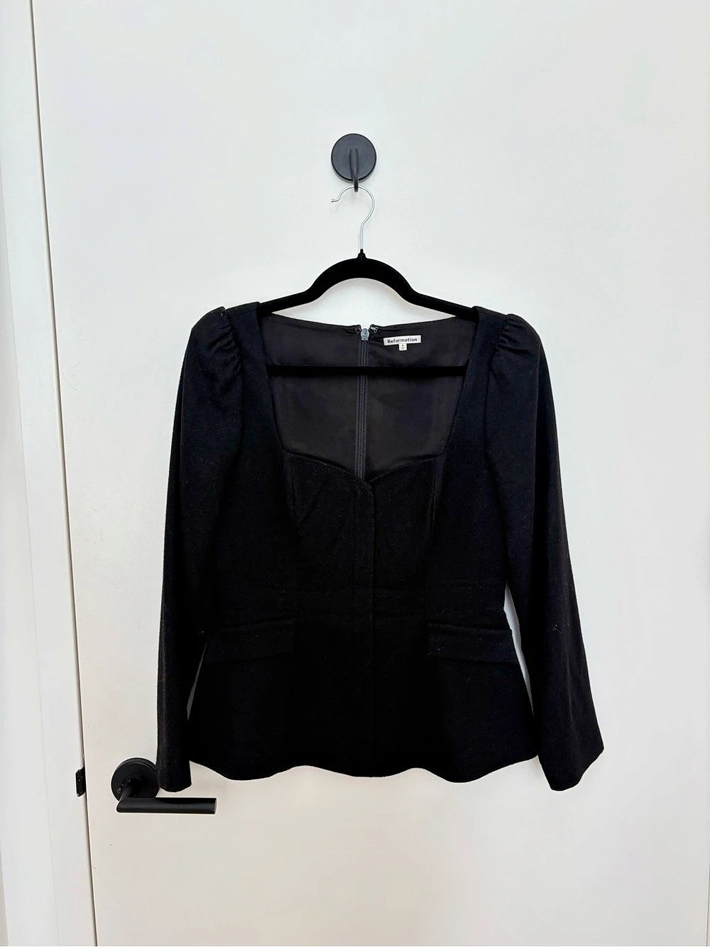 Reformation Black Peplum Top Size 6 Like New
